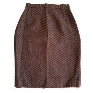 VTG Classiques Entier Womens 4 Brown Wool Tweed Textured Pencil Skirt Retro 70s